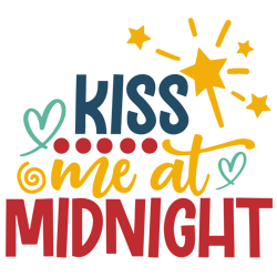 kiss me at midnight svg, new years eve svg, new year svg, heart star digital download print craft supplies free gifts
