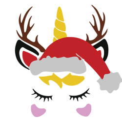 unicorn svg, christmas unicorn svg, unicorn face svg, unicorn santa hat svg, reindeer svg, digital download