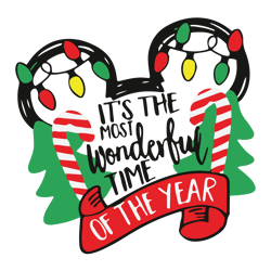 mickey it's the most wonderful time of the year svg, disney christmas svg, christmas tree svg, christmas lights svg