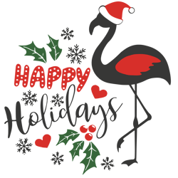 happy holidays svg, flamingo svg, santa flamingo svg, flamingo christmas svg, digital download