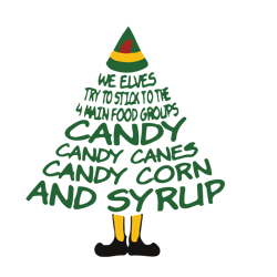 we elves try to stick to the 4 main food groups svg, elf christmas tree svg, elf svg files, buddy elf svg, elf svg movie