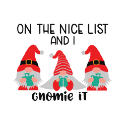on the nice list and i gnomie it svg, gnome christmas svg, holidays gnome svg, gnome santa svg, gnome clipart