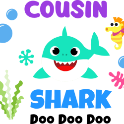cousin shark svg, shark family svg, baby shark svg, shark doo doo doo svg, shark kids svg, cartoon svg, digital download