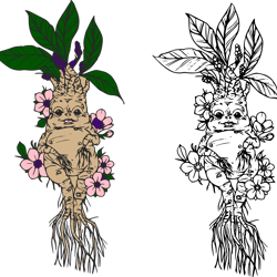 mandrake with flowers svg, harry potter svg, harry potter quotes svg, harry potter movie svg, magic svg