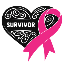 survivor heart ribbon svg, breast cancer svg, cancer awareness svg, cancer ribbon svg, hope svg, pink ribbon svg