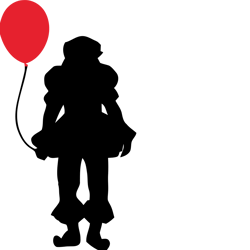 pennywise silhouette with balloon svg, horror movie svg, horror characters svg, horror halloween svg, halloween svg