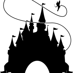 castle svg, castle silhouette, castle in tinkerbell svg, tinkerbell clipart, disneyland svg, flying svg, instant downloa