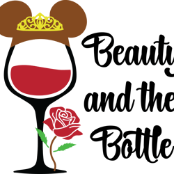 beauty and the bottle svg, wine svg, rose svg, princess wine glass svg, minnie mouse ears svg, disney svg