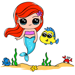 mermaid kawaii svg, ariel svg, ariel clipart, little mermaid svg, princess ariel svg, disney ariel svg, mermaid svg