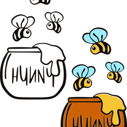 hunny bees svg, winnie the pooh svg, winnie the pooh clipart, pooh svg, winnie and friends svg, disney svg