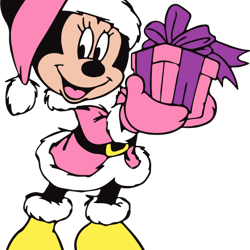 Minnie Mouse Holding A Purple Gift Box Svg, Instant Download