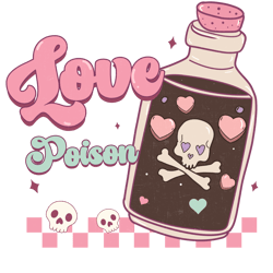 Love Poison Png, Skull Png, Valentine's Day Png, Cute Valentine's Day Sublimation Design, Retro Valentine's Day Png