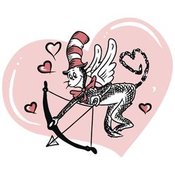 valentine's day dr seuss cat in the hat svg, valentine's day svg, cupid svg, cat in the hat svg, dr seuss svg, cupid cat