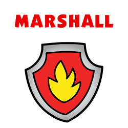 paw patrol marshall shield svg, paw patrol svg, paw patrol clipart, cartoon paw svg, dog patrol svg, digital download