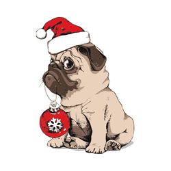 Christmas Pug Svg, Christmas Svg, Pug cut file, Christmas hat clip art, Santa Hat cut file, Pug Svg, Christmas Animal(2)