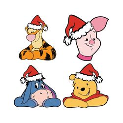 winnie the pooh christmas svg bundle, disney christmas svg, pooh svg, tigger svg, eeyore svg, piglet svg