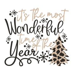 it's the most wonderful time of the year svg, leopard tree svg, christmas svg, snowflakes svg, digital download