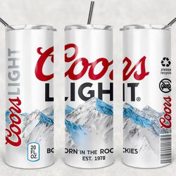 coors light tumbler png, coors light 20oz & 30oz skinny sublimation designs png, drinks tumbler png