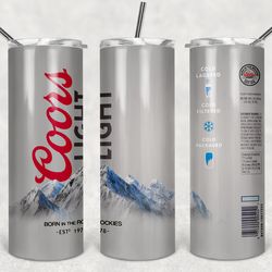 coors light tumbler png, coors light 20oz & 30oz skinny sublimation designs png, drinks tumbler png-1