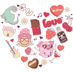 funny valentine hearts png, valentine's day png, cute valentine's day sublimation design, retro valentine's day png