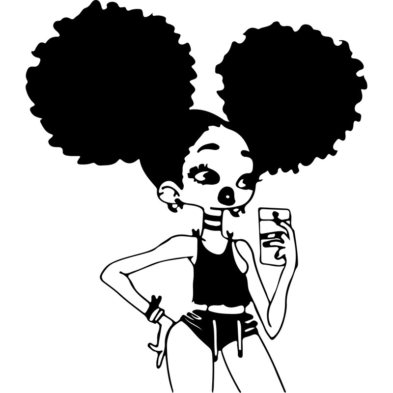 afro girl taking mirror selfie .png