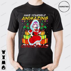 animazing christmas santa claus dress anime girl awesome shirts