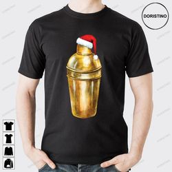 bartender christmas and new year golden cocktail shaker trending style