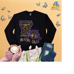 louisiana state sweatshirt, louisiana sweatshirt, louisiana gifts, home state apparel, mardi gras sweatshirt, mardi gras