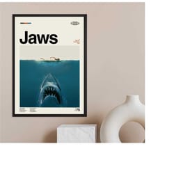 jaws poster, movie poster, retro modern poster, modern art, abstract poster, retro poster, minimalist art, vintage poste