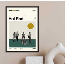 hot rod poster, akiva schaffer, retro movie poster, wall art, minimalist art, vintage poster, modern art, custom poster,