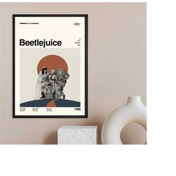 beetlejuice poster, tim burton, minimalist movie poster, modern art, abstract poster, retro poster, minimalist art, vint