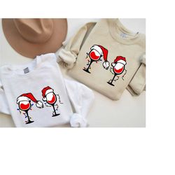 christmas wine sweatshirt, santa wine glass shirt, christmas santa hat shirt, christmas wine glass shirt, red wine glass