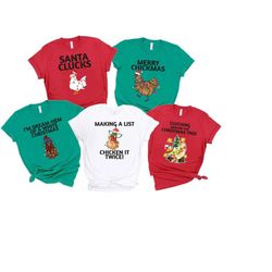 christmas chicken shirts, merry chickmas tee, family matching chicken shirt, santa clucks sarcastic shirt for christmas,