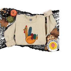 peace sign turkey, retro thanksgiving turkey shirt, hello thanksgiving sweatshirt, gift for thanksgiving, happy thanksgi