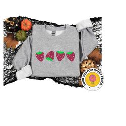 strawberry sweatshirt, strawberry shirt, cottagecore clothing, fruit shirt, summer cottage aesthetic, strawberry festiva