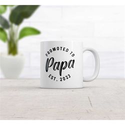 promoted to papa 2023, cute grandpa coffee mug,
