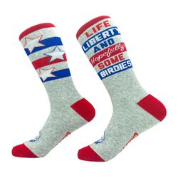life liberty hopefully birdies, mens socks, funny dad