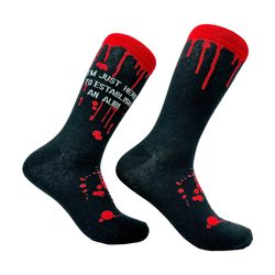 just here to establish an alibi, murder socks,
