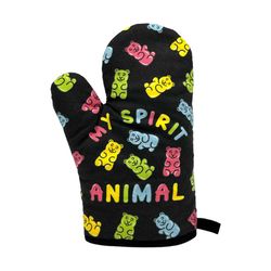 spirit animal gummy bears oven mitt, housewarming gift,