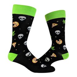 stoner socks, alien pizza weed socks, guys gifts