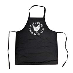 funny baking apron, rise & shine, mother cluckers,