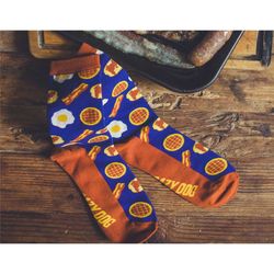 groomsmen socks, funny food socks, eggs and bacon