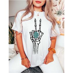 turquoise ring tee, peace t-shirt, skeleton peace tee,
