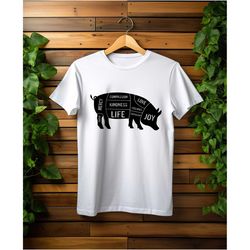 vegan pig shirt, vegetarian tee shirt, gift for
