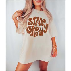 stay groovy tee, retro style t-shirt, hippie, seventies