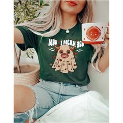 moo i mean boo t-shirt, cute cow halloween