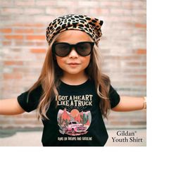 got a heart like a truck country youth t-shirt, desert sunset dreams, western boho country beat, gift for music lover ki