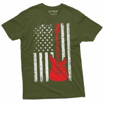 men&39s guitar usa flag t-shirt country music band gifts guitarists 4th of july american flag tee shirt
