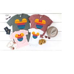 disney sunset shirt, colorful mickey and minnie shirt, retro sunset mickey shirt, retro sunset minnie shirt, matching fa