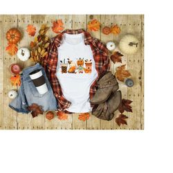 fall coffee t-shirt, cute fall pumpkin shirt, coffee lover shirt, halloween pumpkin latte drink cup, pumpkin spice shirt